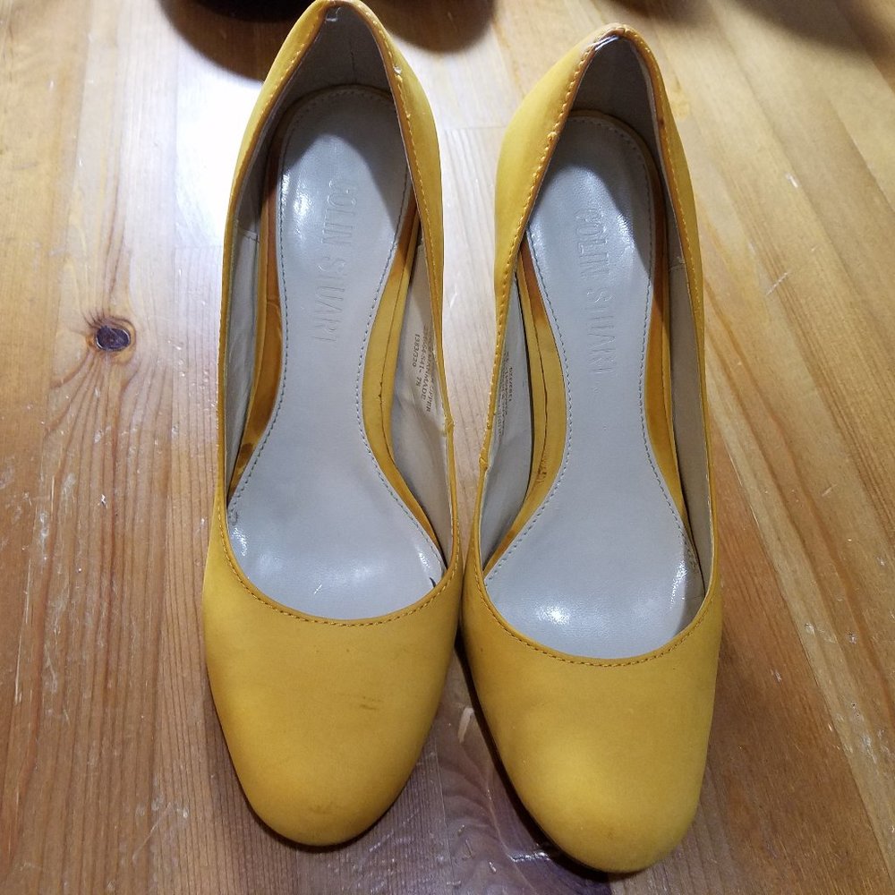 Unique from Colin Stuart yellow suede shoes.